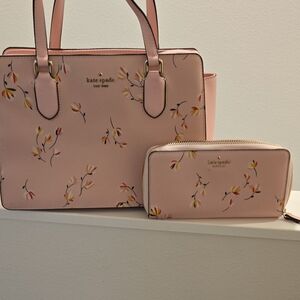 Kate Spade Pink Floral Satchel and Wallet Set